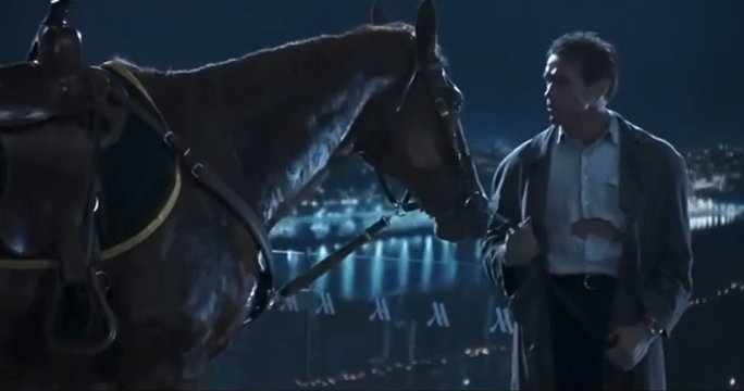 Arnold Schwarzenegger and a horse in True Lie