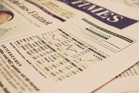 Stock prices in newspaper